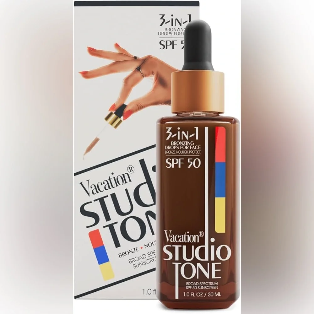NIB Vacation Studio Tone 3-in-1 Bronzing Drops of the Face Sunscreen SPF50 1 FL - Picture 3 of 9